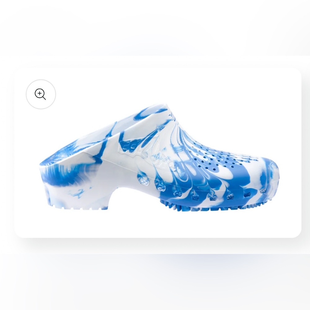 Calzuro Blue and White Slip-On Clogs